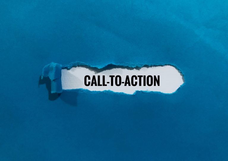 Call to action words displayed