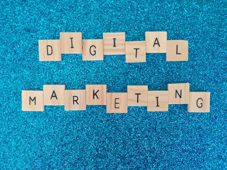 Wooden tiles spelling the word Digital Marketing